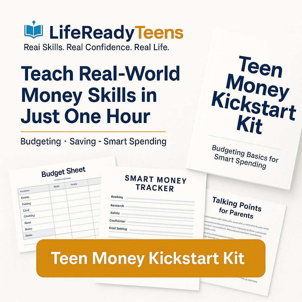 Teen Money Kickstart Kit preview pages and LifeReadyTeens branding